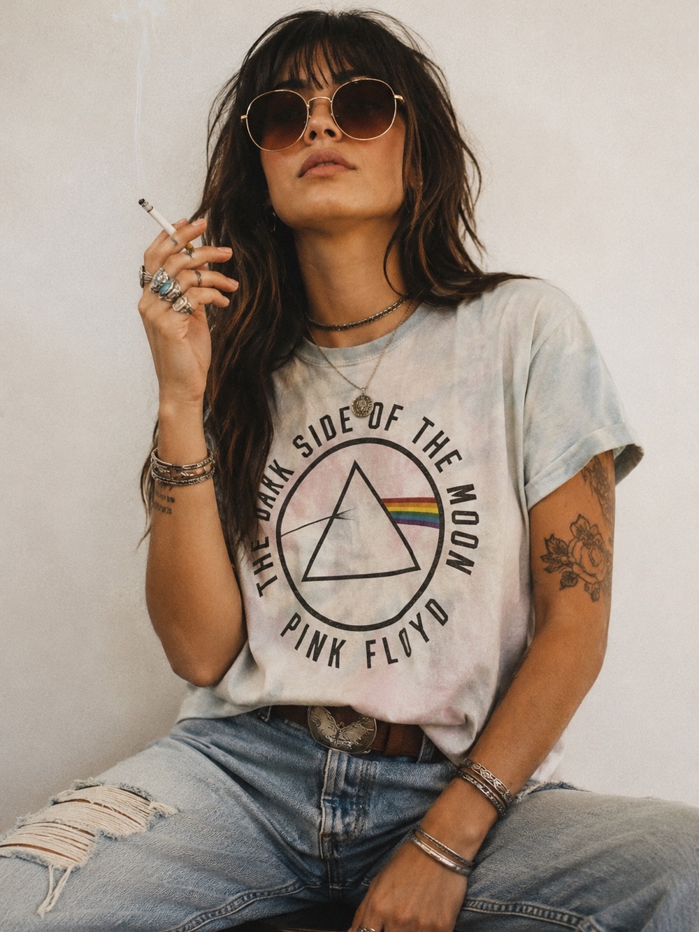 Pink Floyd Tye Dye Band Tee | Pink & Blue | Size Small